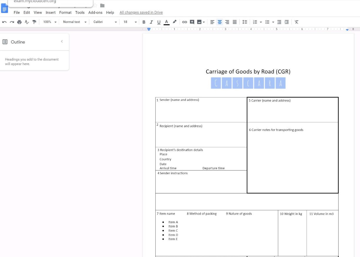 Model answer diagram
